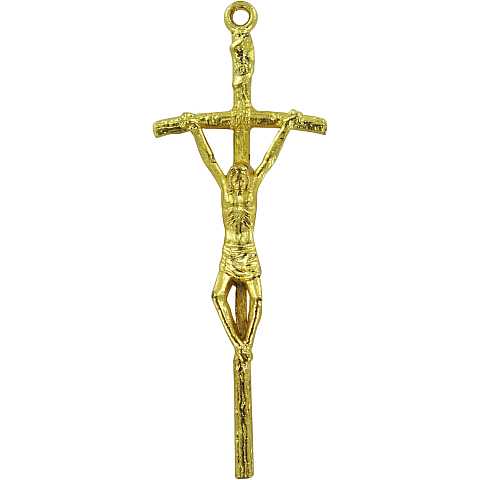 Croce pastorale con Cristo riportato in metallo dorato - 4,7 cm