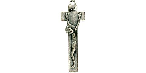 Croce con Cristo stampato in metallo ossidato - 5 cm