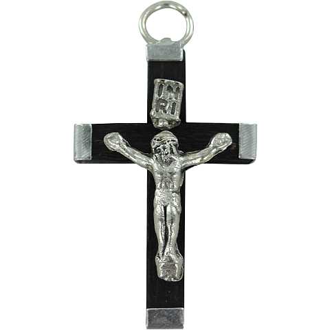 Croce in legno nero con retro in metallo - 3,2 cm