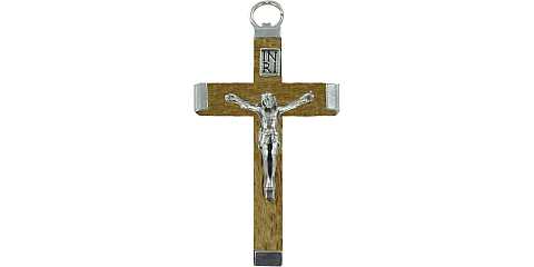 Croce in legno naturale con retro in metallo - 4,3 cm