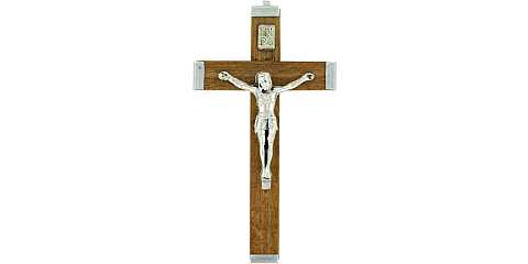 Croce in legno naturale con retro in metallo - 5,5 cm