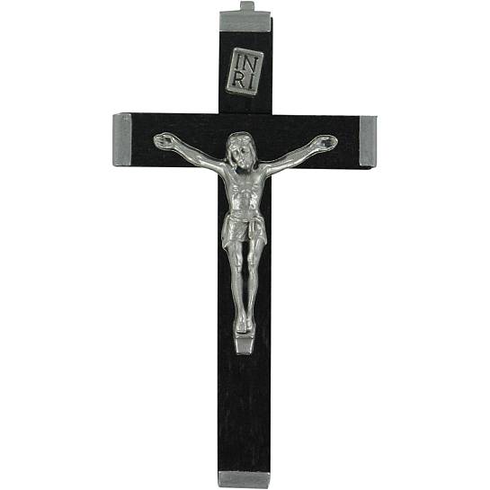 Croce in legno nero con retro in metallo - 5,5 cm