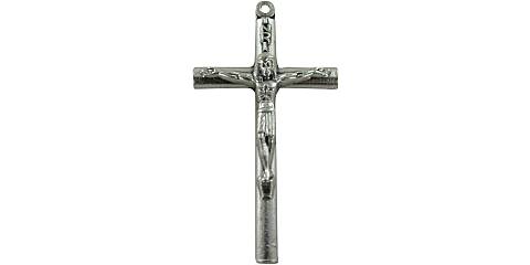 Croce tondino con Cristo stampato in metallo ossidato - 3,5 cm