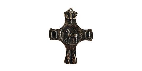 Croce Agnus Dei in metallo bronzato - 9 cm