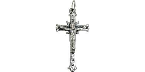 Croce con Cristo riportato in metallo ossidato - 3,5 cm
