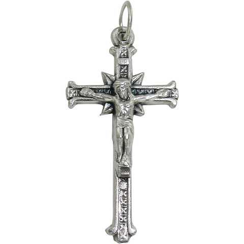 Croce con Cristo riportato in metallo ossidato - 3,5 cm