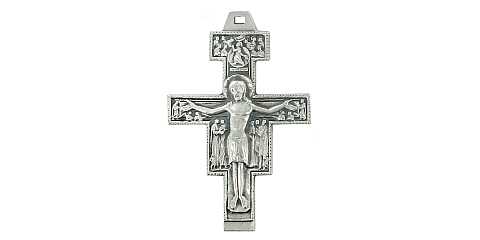Croce San Damiano in metallo argentato - 3,6 cm