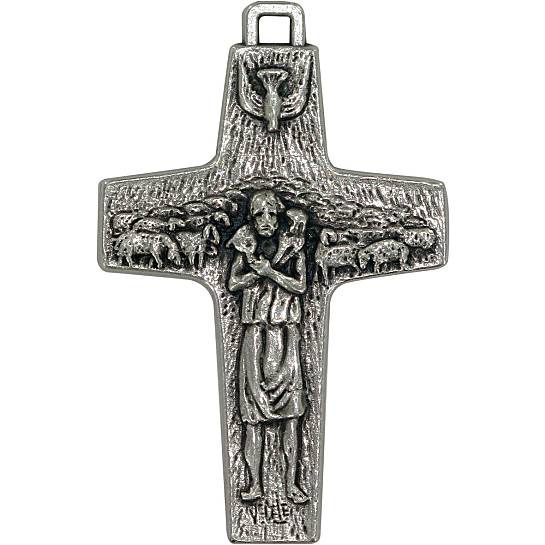 Croce in metallo modello Papa Francesco - 3 cm x 1,9 cm x 1 mm