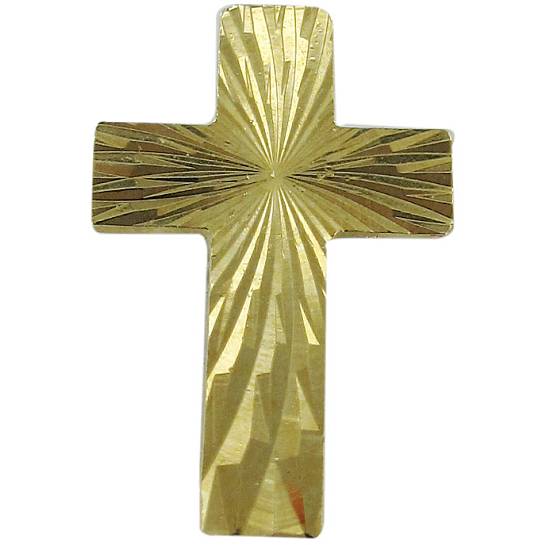 Crocetta distintivo in metallo dorato zigrinato con spilla - 2 cm