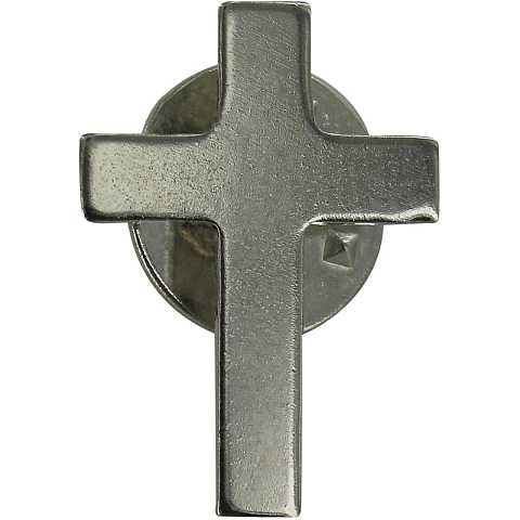 Crocetta distintivo in metallo liscio nichelato con pin - 2 cm