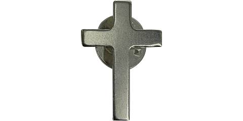 Crocetta distintivo in metallo liscio nichelato con pin - 2,5 cm