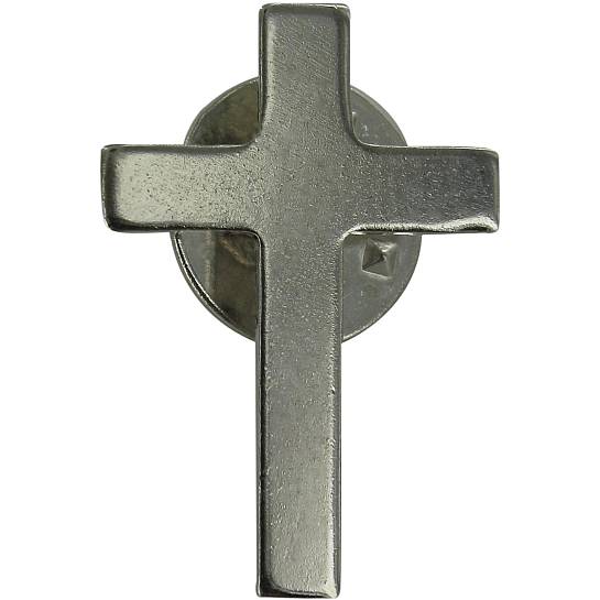 Crocetta distintivo in metallo liscio nichelato con pin - 2,5 cm