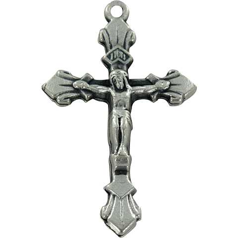 STOCK: Croce volto Cristo in metallo argentato - 2 cm