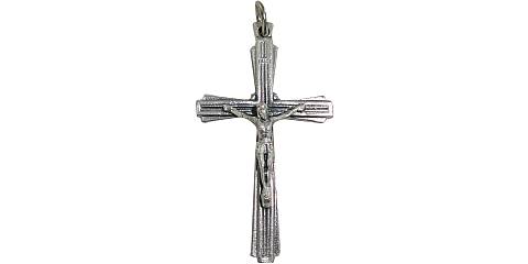 Croce con Cristo riportato in metallo argentato - 4,5 cm