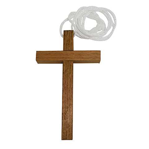 Bomboniera Comunione: Croce in legno con cordoncino bianco - 10 cm