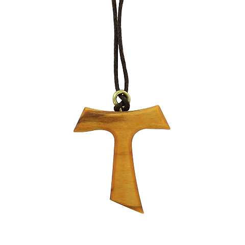 Tau in legno di ulivo da 3 cm, croce di San Francesco d'Assisi