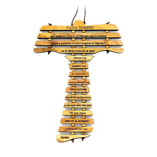Croce Tau Da Parete Con Preghiera Padre Nostro In Spagnolo Legno D Ulivo 12 7 X 19 X 0 5 Cm 0771pnsp Ferrari Arrighetti