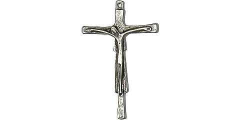 Croce con Cristo e Madonna in metallo argentato - 9 cm