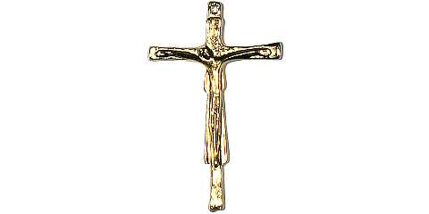 Croce con Cristo e Madonna in metallo dorado - 9 cm