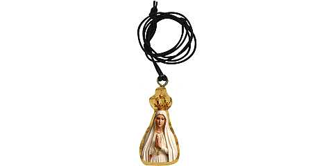 Ciondolo Madonna di Fatima in legno d'ulivo con immagine serigrafata