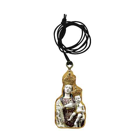 Ciondolo Madonna del Divino Amore in legno d'ulivo con immagine serigrafata 