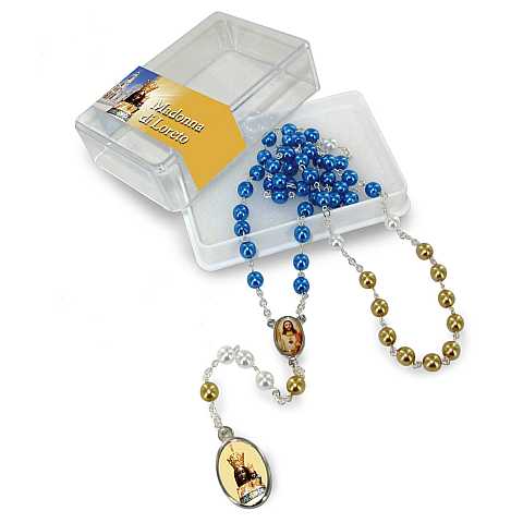 Rosario imitazione perla vetro Ø 6 mm Madonna di Loreto con scatola