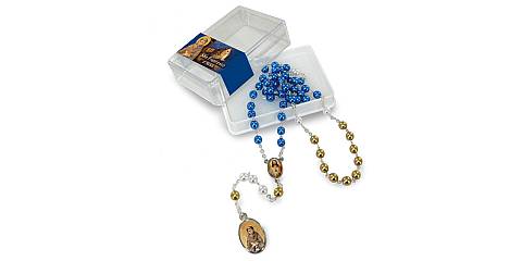 Rosario imitazione perla vetro Ø 6 mm San Francesco d'Assisi con scatola