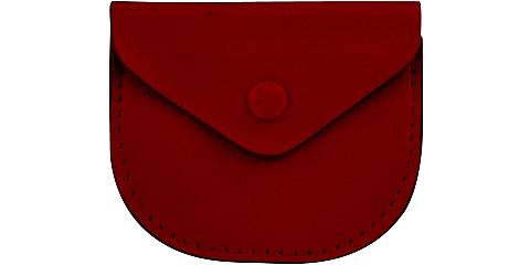 Portarosario con bottone in vera pelle di colore rosso - 7 x 6 cm