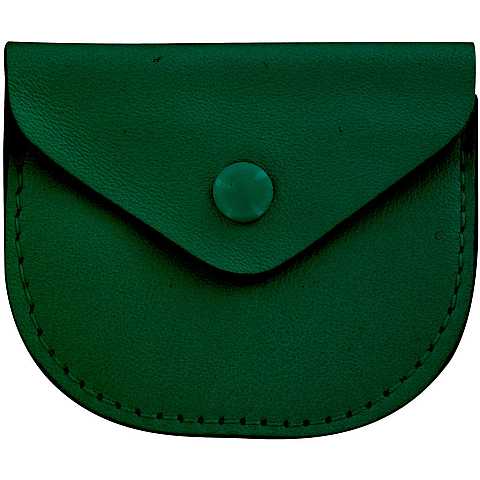 Portarosario con bottone in vera pelle di colore verde - 7 x 6 cm