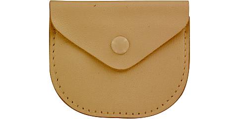 Portarosario con bottone in vera pelle di colore beige - 7,5 x 7,5 cm