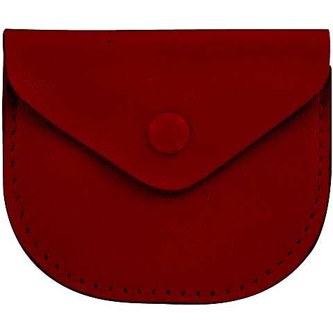 Portarosario con bottone in vera pelle di colore rosso - 7,5 x 7,5 cm