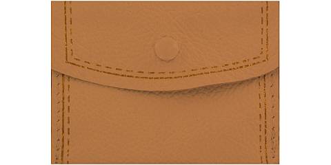 Portarosario con bottone in pelle di colore beige - 8 x 6,5 cm