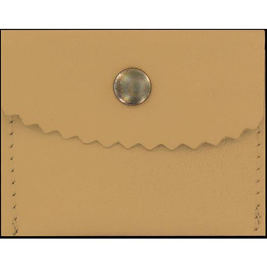 Portarosario con bottone in pelle colore beige - 6,4 x 5 cm