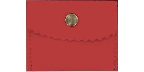 Portarosario, Bustina Portarosario e Portagioielli con Comoda Chiusura a Bottone, Pelle, Rosso, 6,4 x 5 Cm