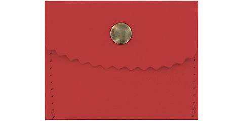 Portarosario, Bustina Portarosario e Portagioielli con Comoda Chiusura a Bottone, Pelle, Rosso, 6,4 x 5 Cm