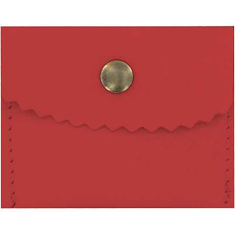 Portarosario con bottone in pelle di colore rosso - 8 x 6,5 cm