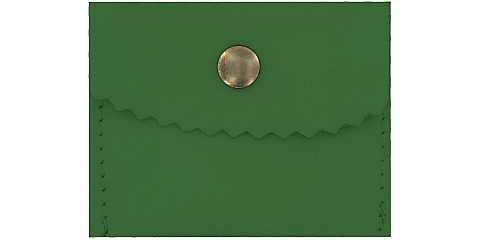 Portarosario con bottone in pelle colore verde - 6,4x5 cm