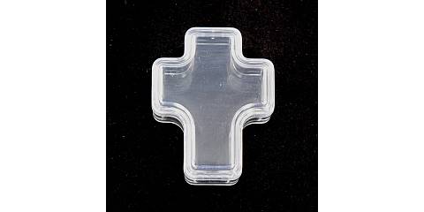Scatolina Portarosario a forma di croce in plastica rigida