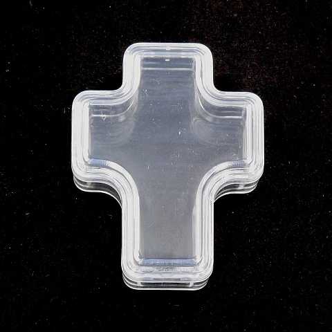 Scatolina Portarosario a forma di croce in plastica rigida