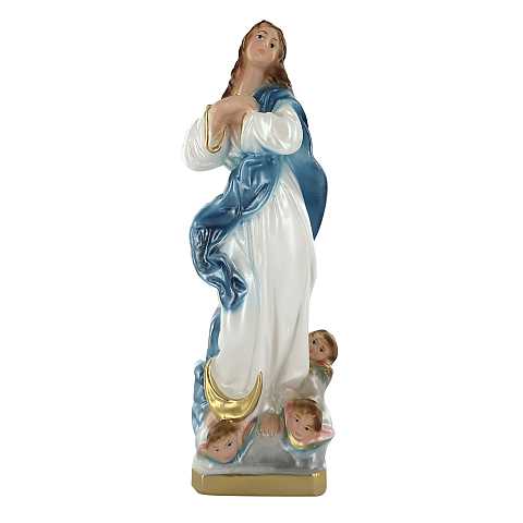 Statua Madonna del Murillo Vergine Assunta in gesso madreperlato dipinta a mano - 20 cm