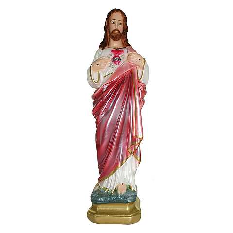 Statua Sacro Cuore Gesù in gesso madreperlato dipinta a mano - 20 cm