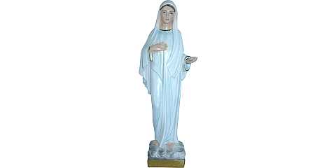 Statua Madonna di Medjugorje in gesso madreperlato dipinta a mano - 30 cm