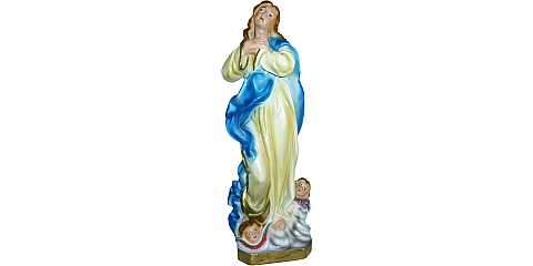 Statua Madonna del Murillo Vergine Assunta in gesso madreperlato dipinta a mano - 30 cm