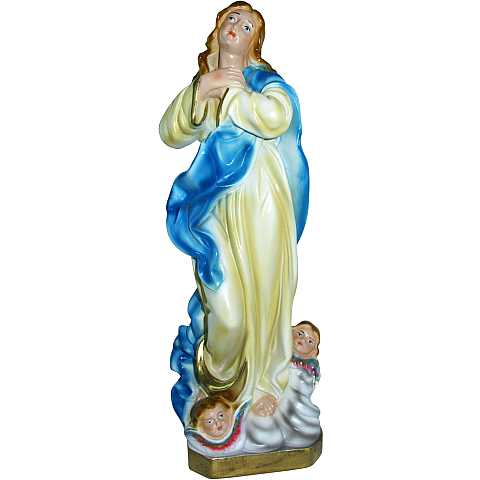 Statua Sacro Cuore di Maria in gesso madreperlato dipinta a mano - 20 cm