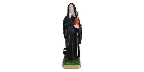 Statua San Benedetto in gesso madreperlato dipinta a mano - 30 cm