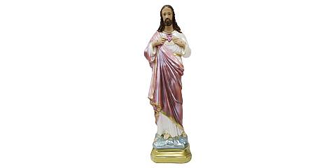 Statua Sacro Cuore di Gesù in gesso madreperlato dipinta a mano - 50 cm