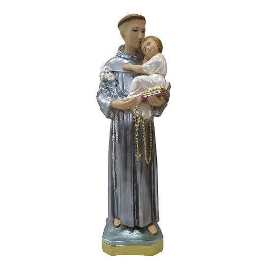 Statua Sant Antonio in gesso madreperlato dipinta a mano - 50 cm