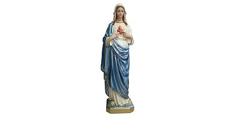 Statua Sacro Cuore Maria in gesso madreperlato dipinta a mano - 60 cm