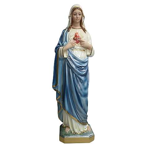 Statua Sacro Cuore Maria in gesso madreperlato dipinta a mano - 60 cm