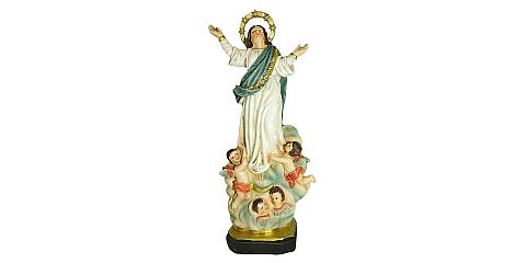 Statua della Madonna Assunta in cielo da 12 cm in confezione regalo con segnalibro